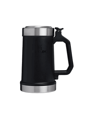 BEER STEIN CON TAPA Y ABRIDOR 710 ML NEGRO