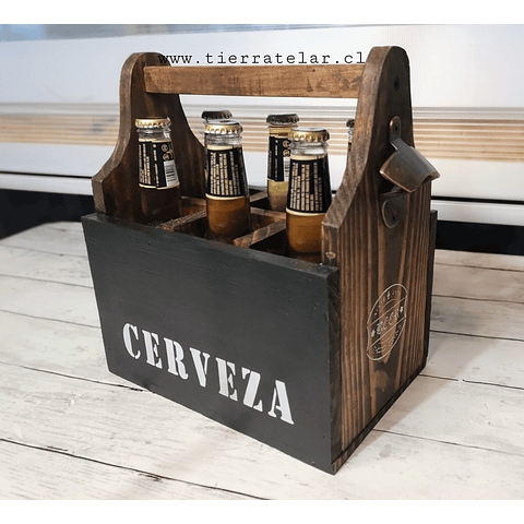 CAJA PORTA CERVEZAS Con destapador metalico