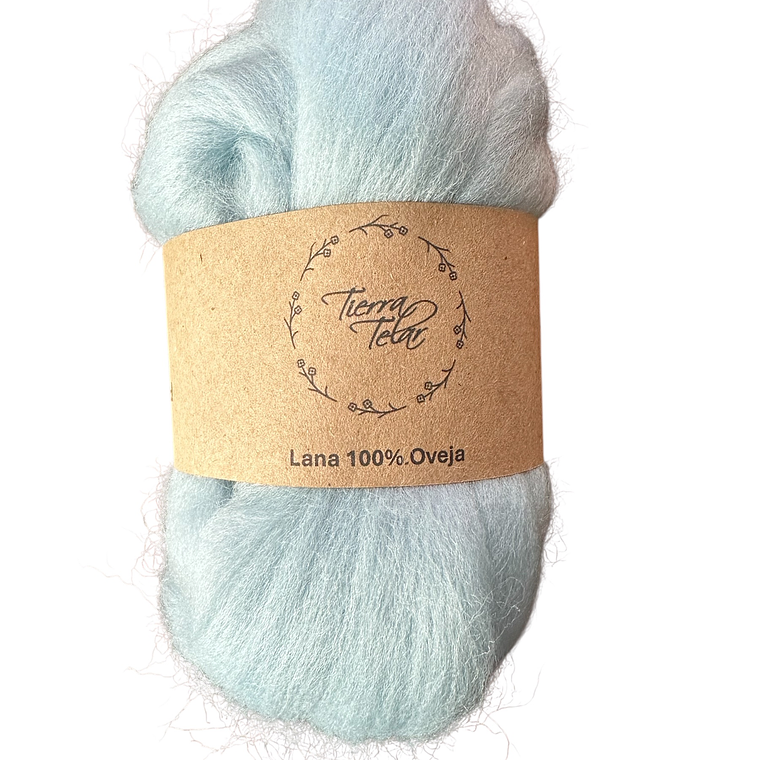Lana de Oveja - Vellón Peinado - Celeste  1