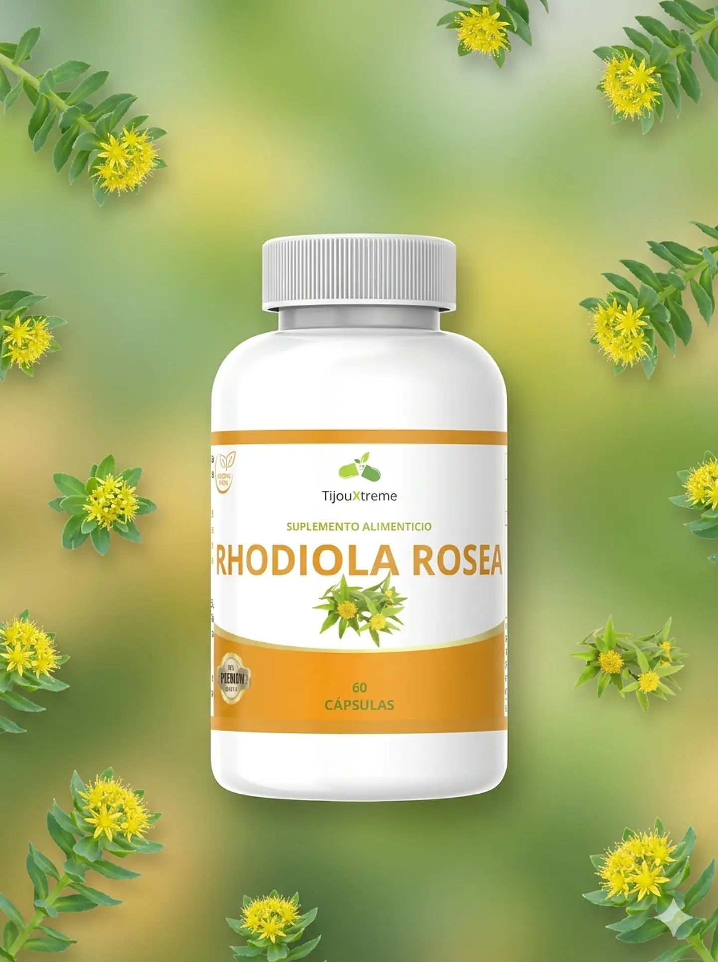Suplemento alimenticio Adaptógeno Rhodiola Rosea 60 cápsulas 2