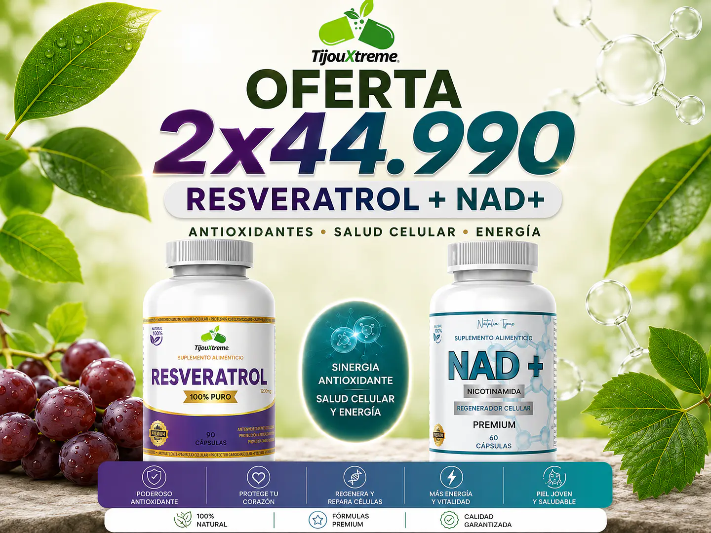 Resvaratrol 90 cáps. + Nad 60 cáps. 2