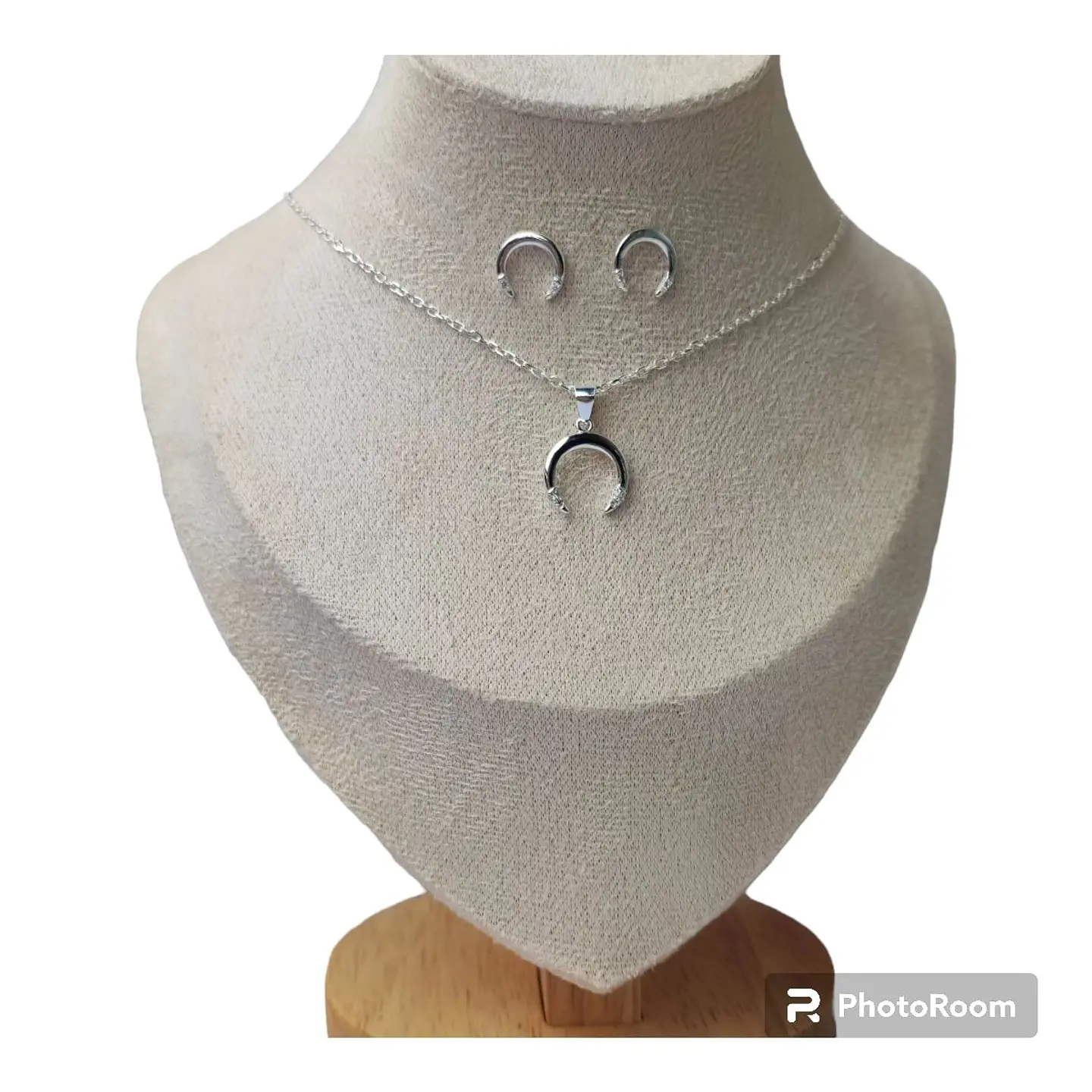 Conjunto luna invertida con circones de plata 925 1