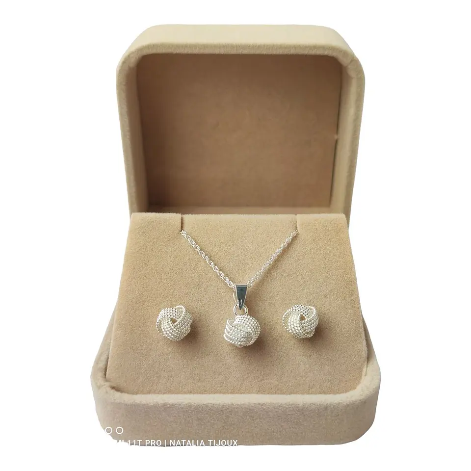 Conjunto nudo  de 8mm con cadena de 50 cm de plata 925 2