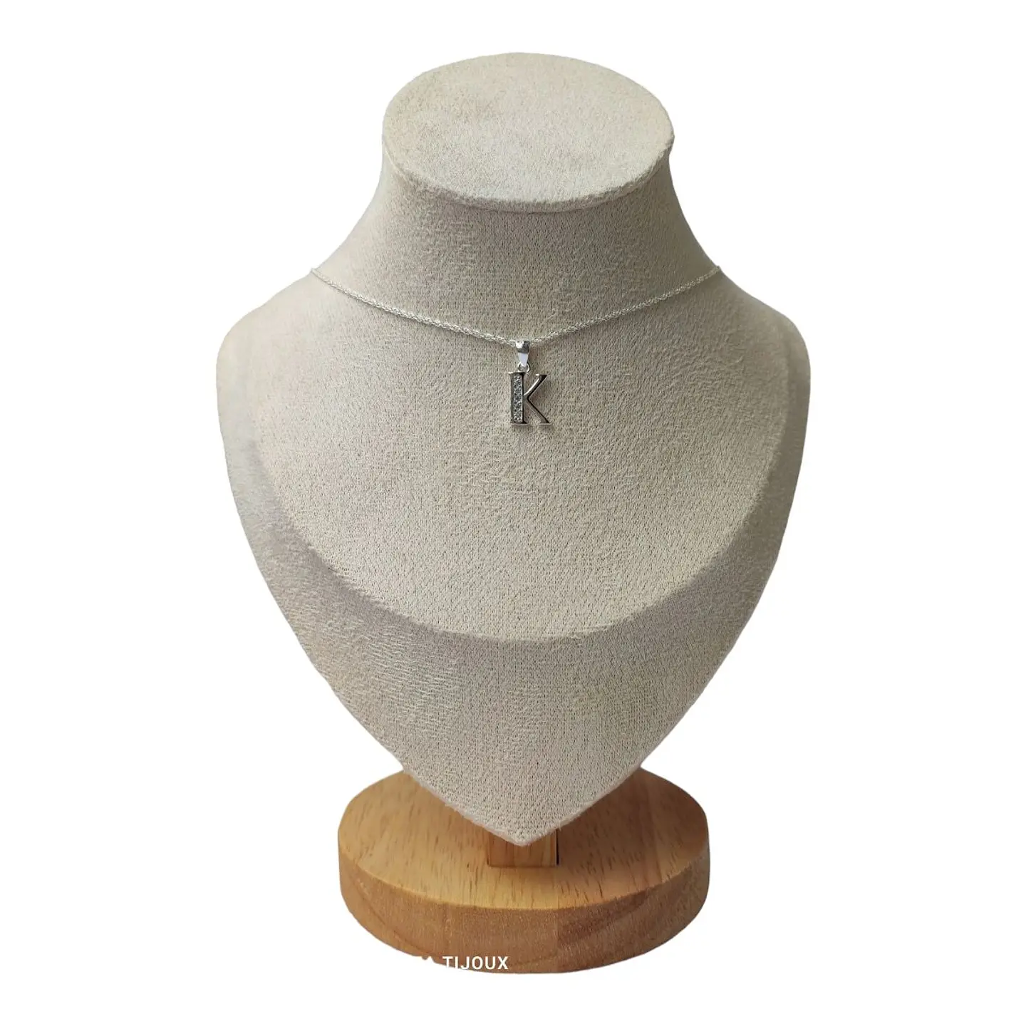 Cadena con colgante letra K con circones de plata 925 1