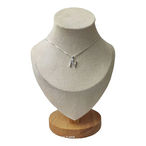 Cadena con colgante letra N con circones de plata 925