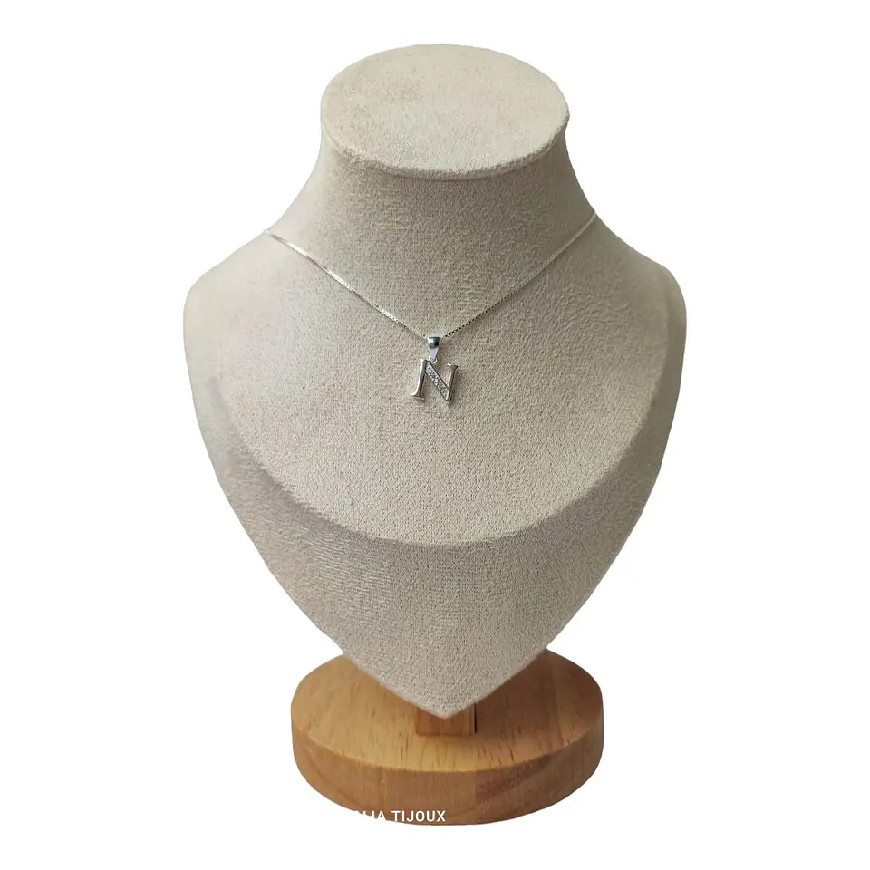 Cadena con colgante letra N con circones de plata 925 1