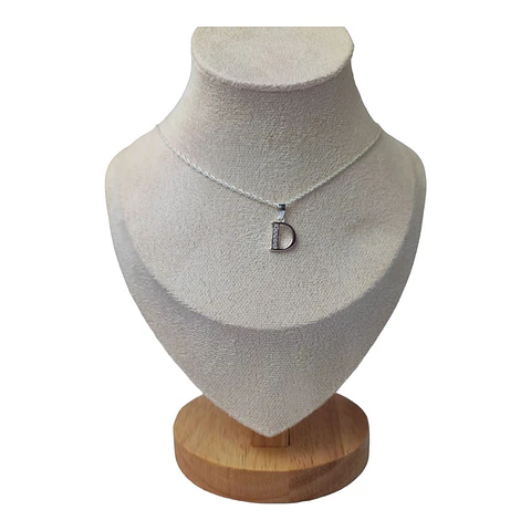 Cadena con colgante letra D con circones de plata 925