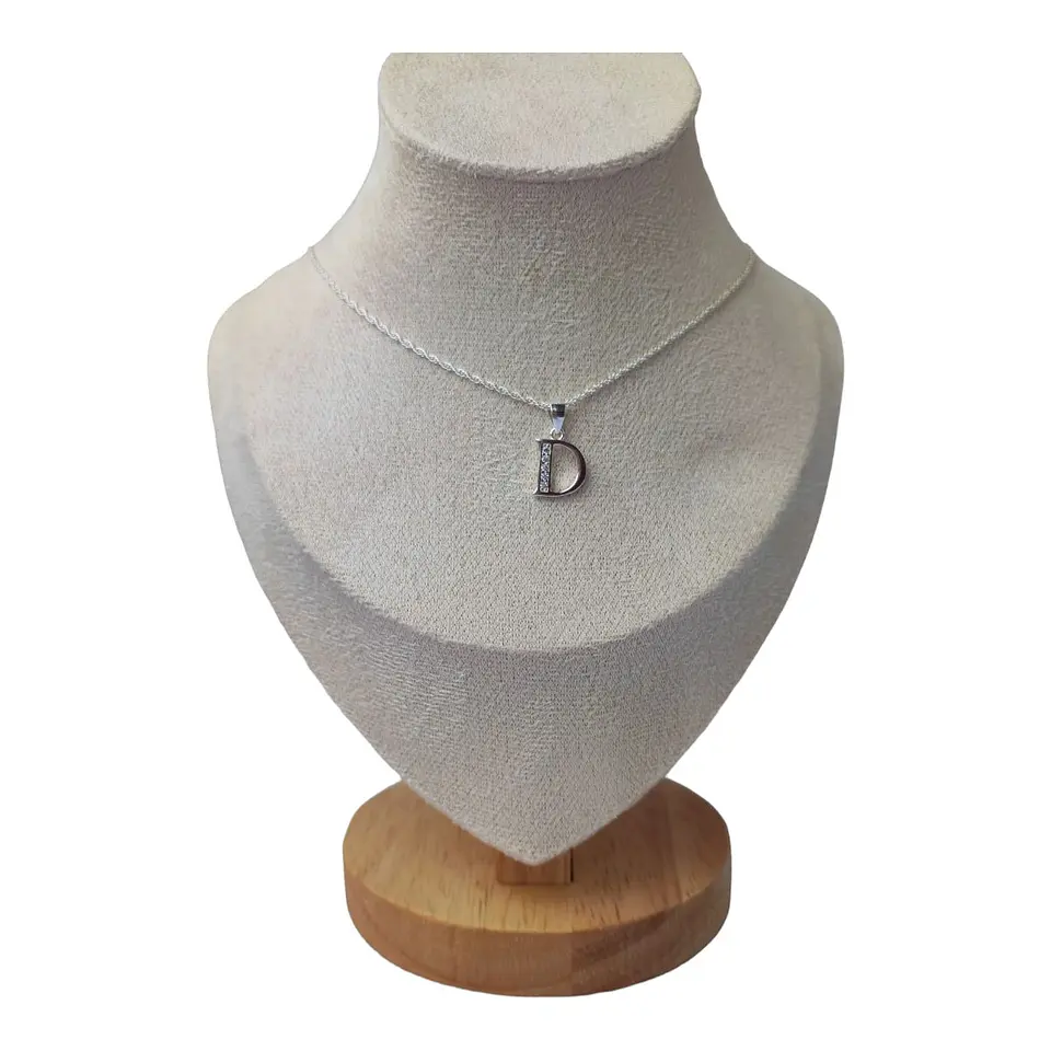 Cadena con colgante letra D con circones de plata 925 1