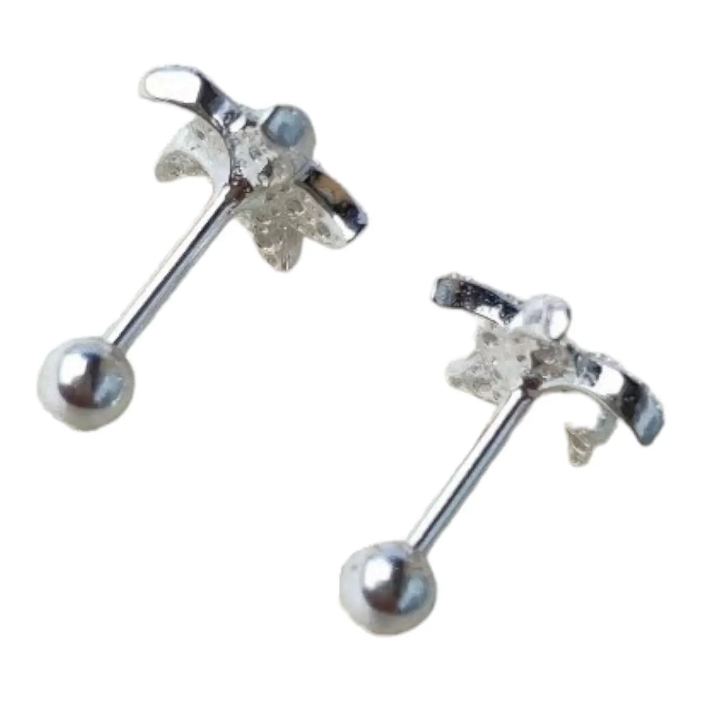 Conjunto cadena y aros con tope flor con circones de plata 925 4