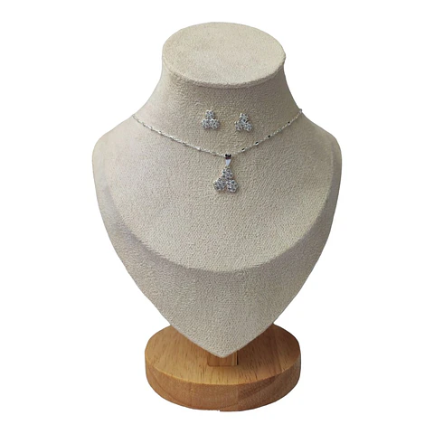 Conjunto cadena, colgante y aros flores con circones de plata 925
