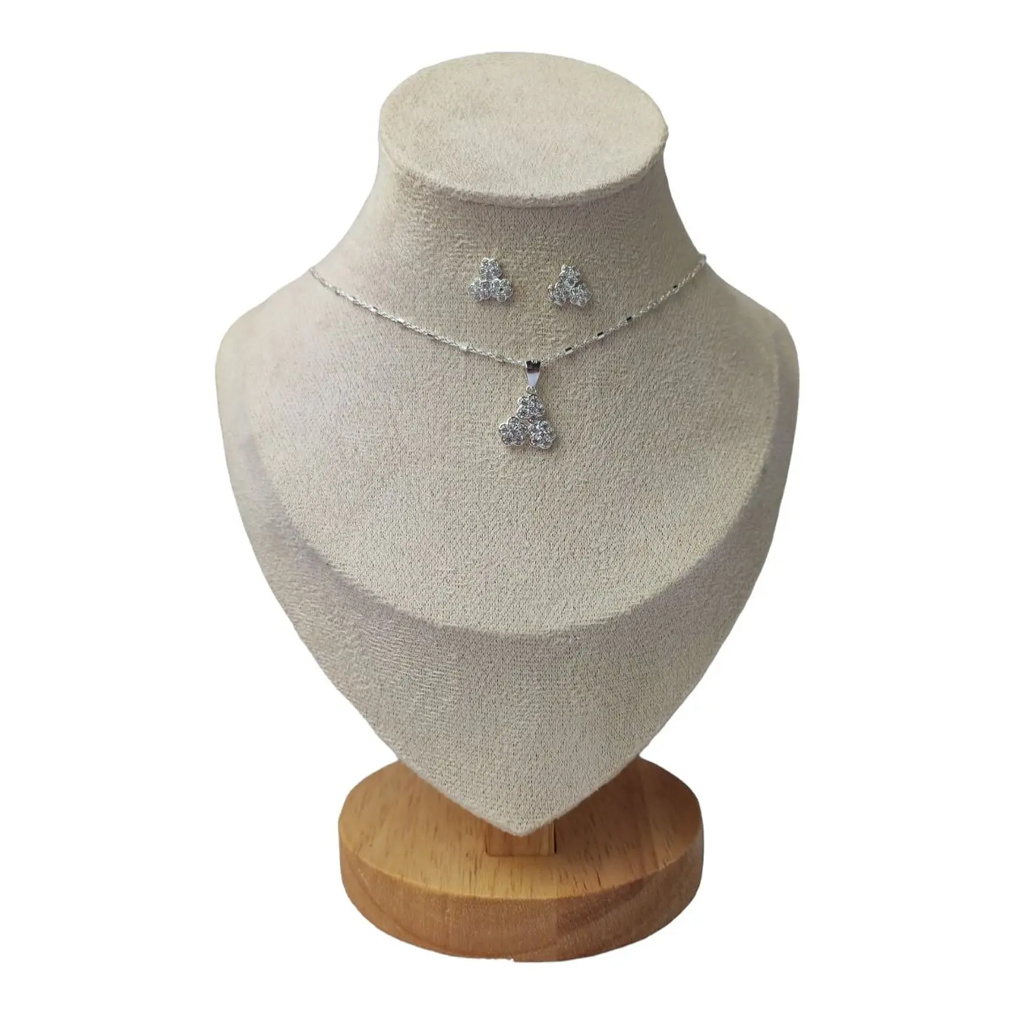 Conjunto cadena, colgante y aros flores con circones de plata 925 1