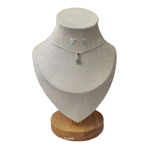 Conjunto estrella satinada de 8mm de plata 925