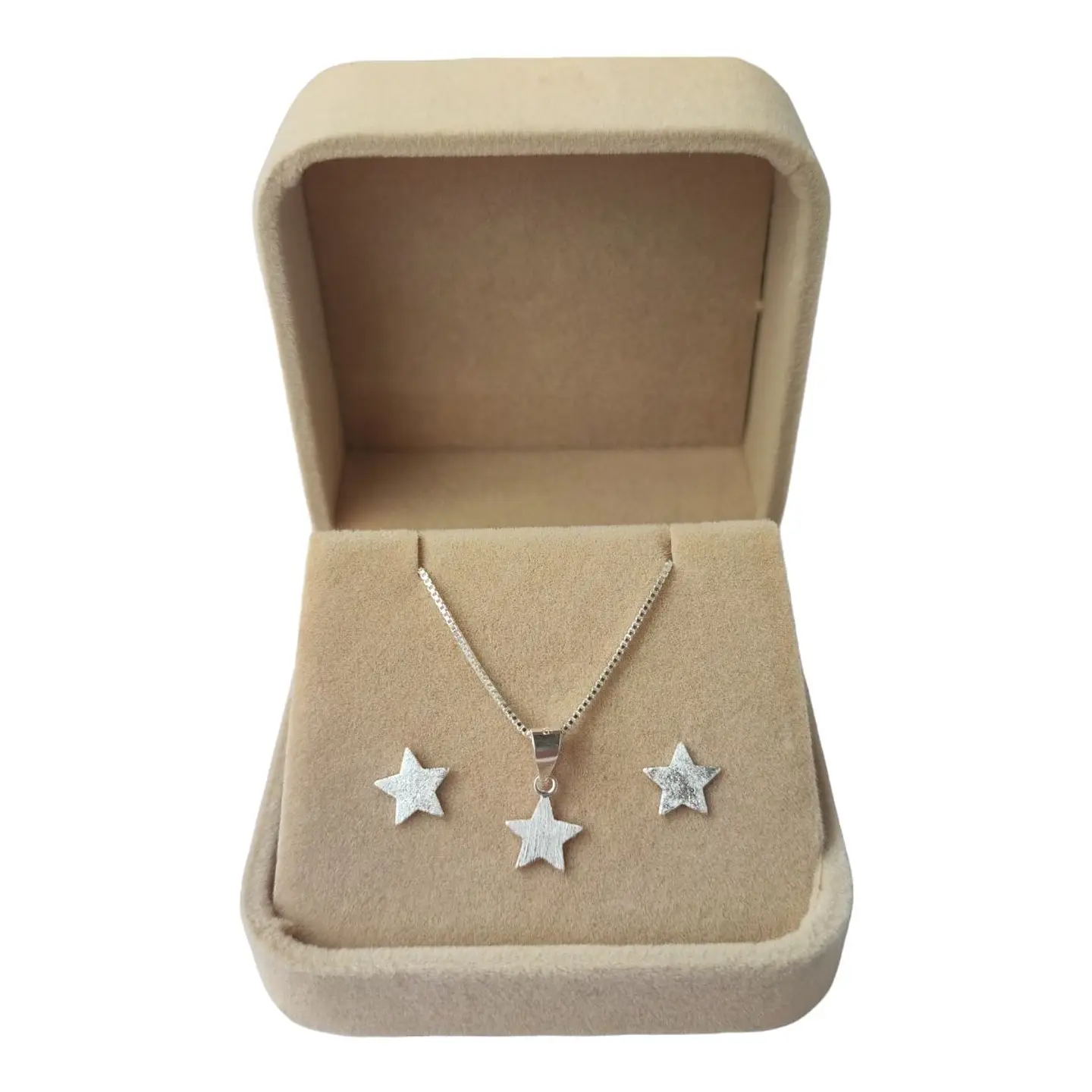 Conjunto estrella satinada de 8mm de plata 925 2