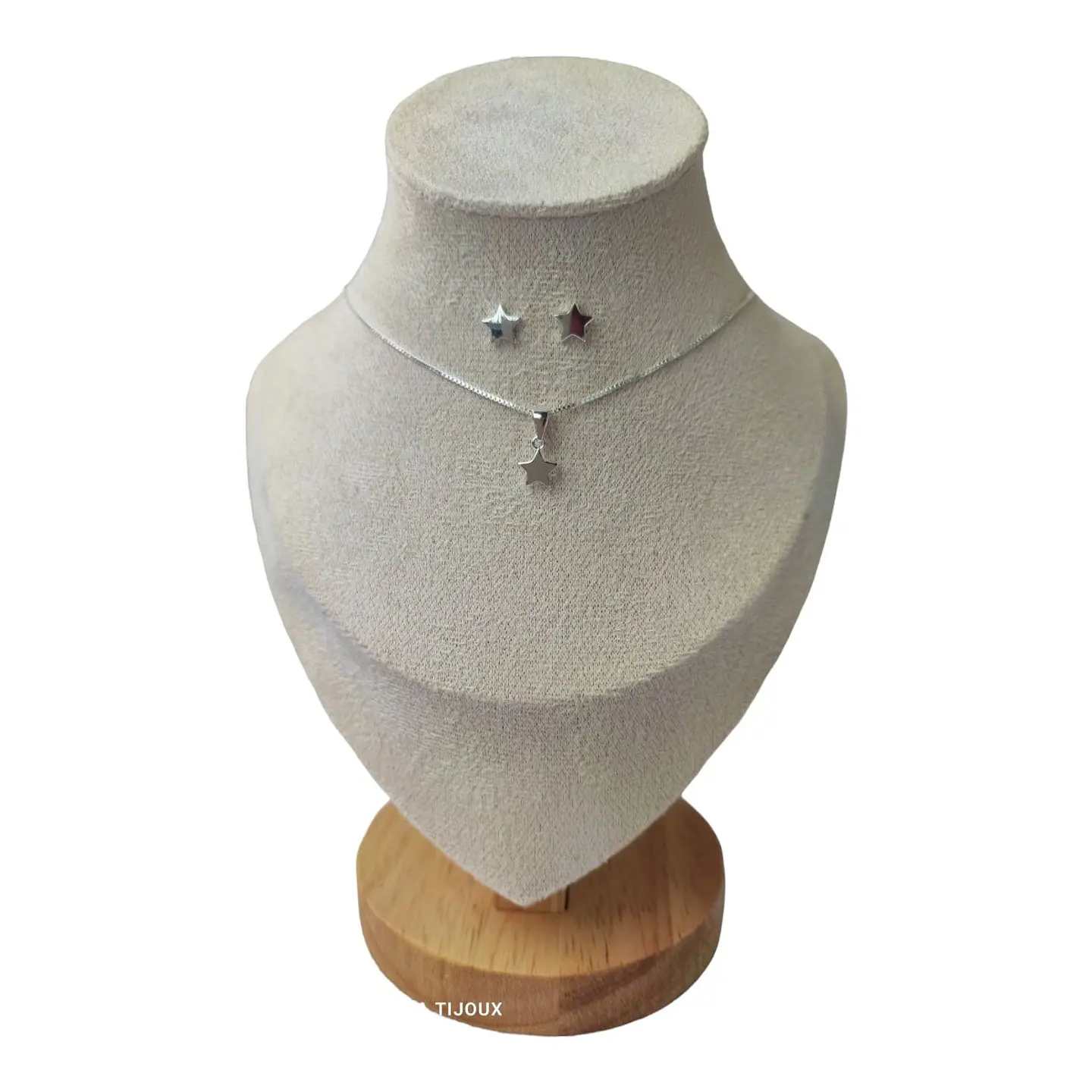 Conjunto estrella  lisa de 7mm de plata 925 1