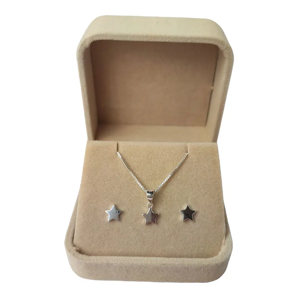 Conjunto estrella  lisa de 7mm de plata 925 2