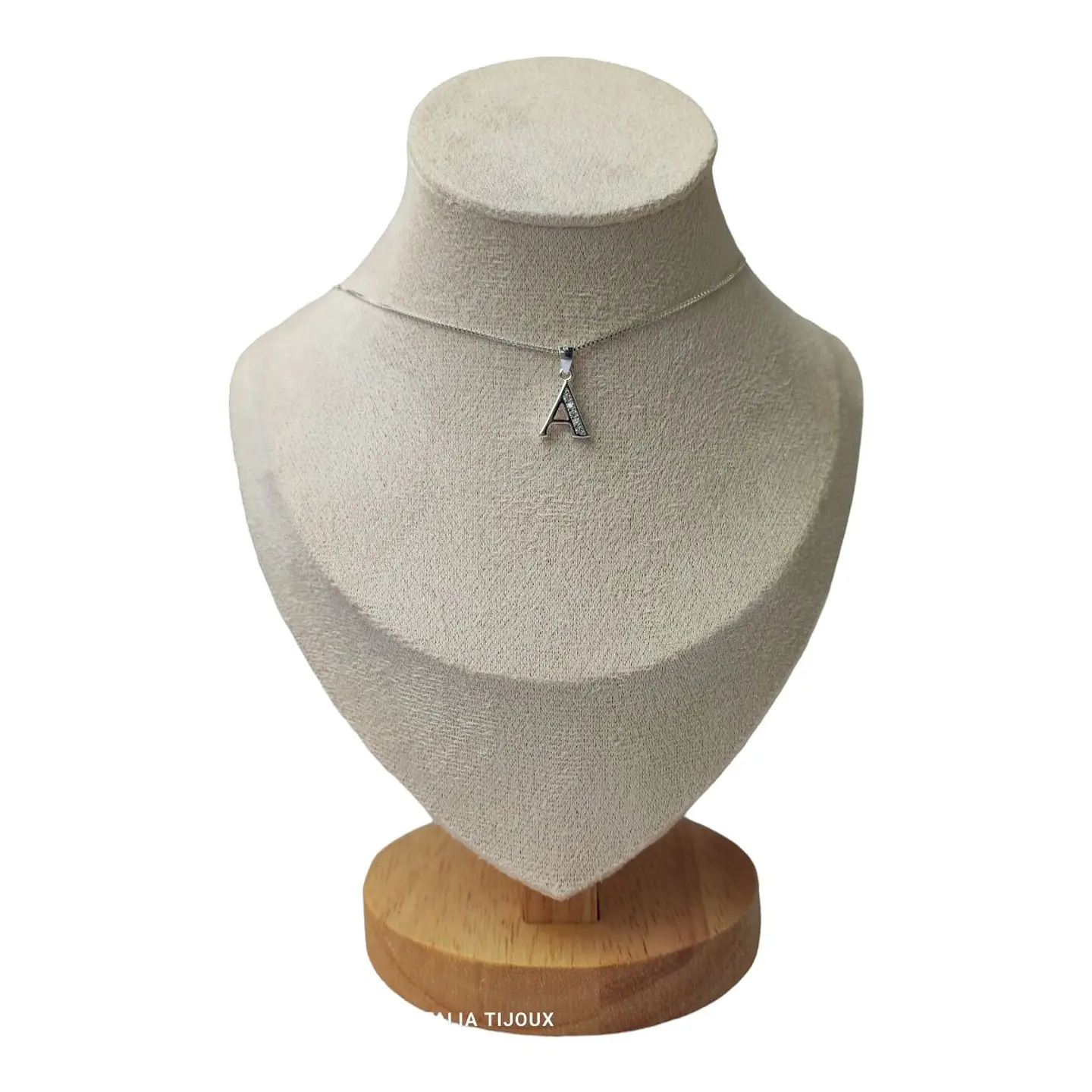 Cadena con colgante letra A con circones de plata 925 1