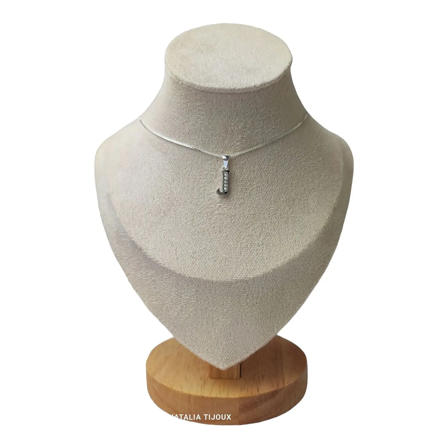 Cadena con colgante letra J con circones de plata 925 1