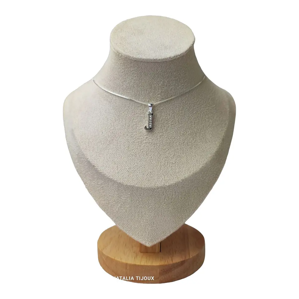 Cadena con colgante letra J con circones de plata 925 1