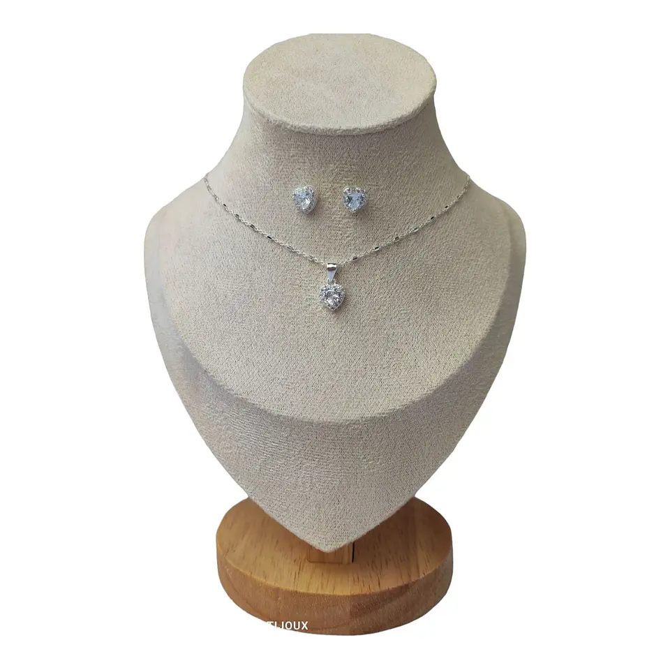 Conjunto con cadena corazon con circones de plata 925 1