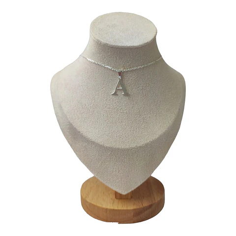 Cadena de 45 cm con colgante letra A clásica de plata 925