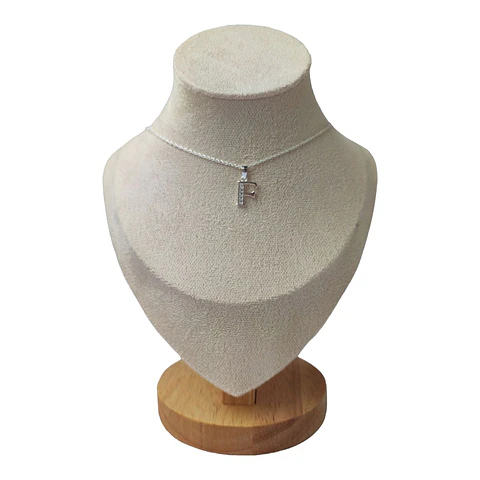 Cadena con colgante letra F con circones de plata 925