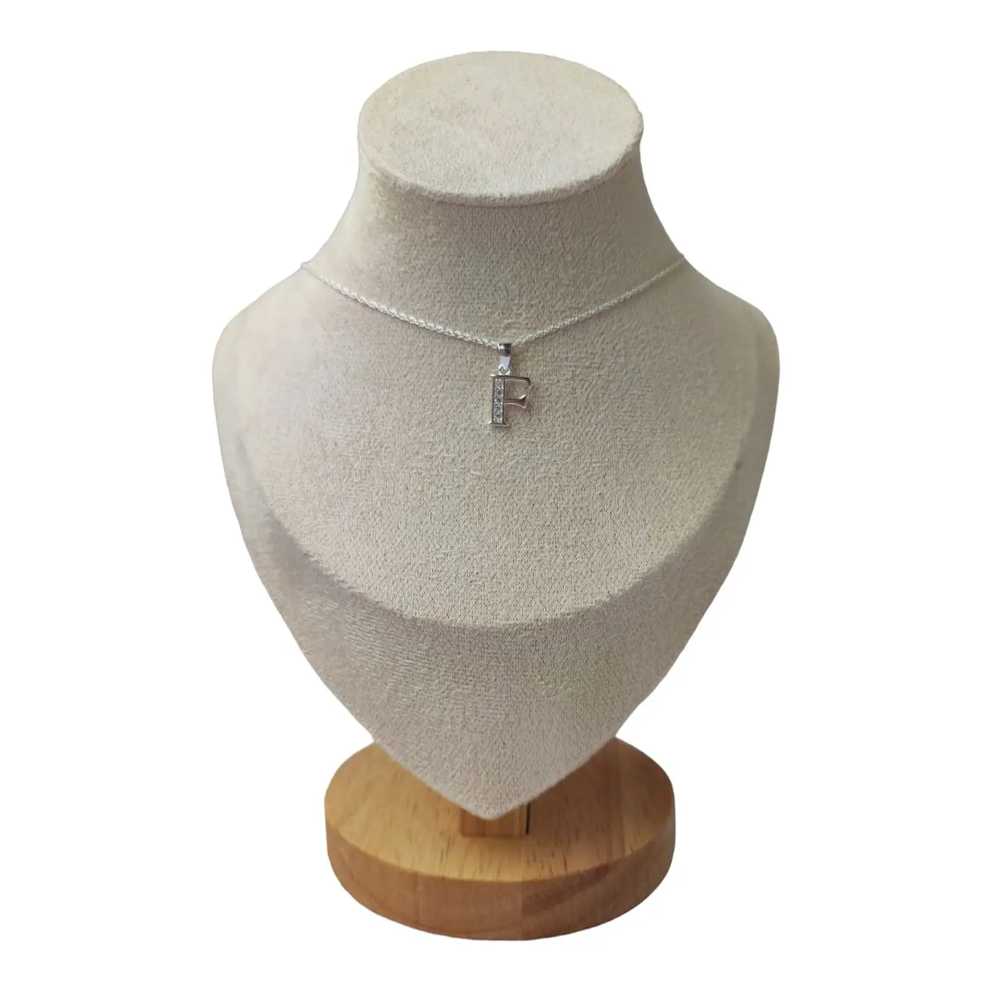 Cadena con colgante letra F con circones de plata 925 1