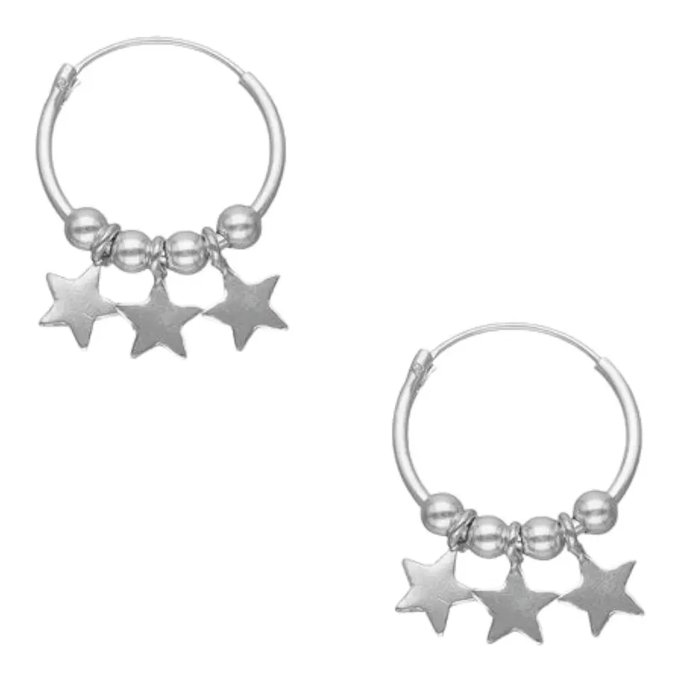 Aros argolla esferascon estrellas de 16mm de plata 925 1