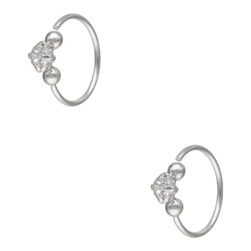 Argolla piercing circón 10mm de plata 925 1
