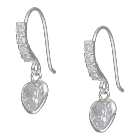 Aros colgantes corazon circones de plata 925