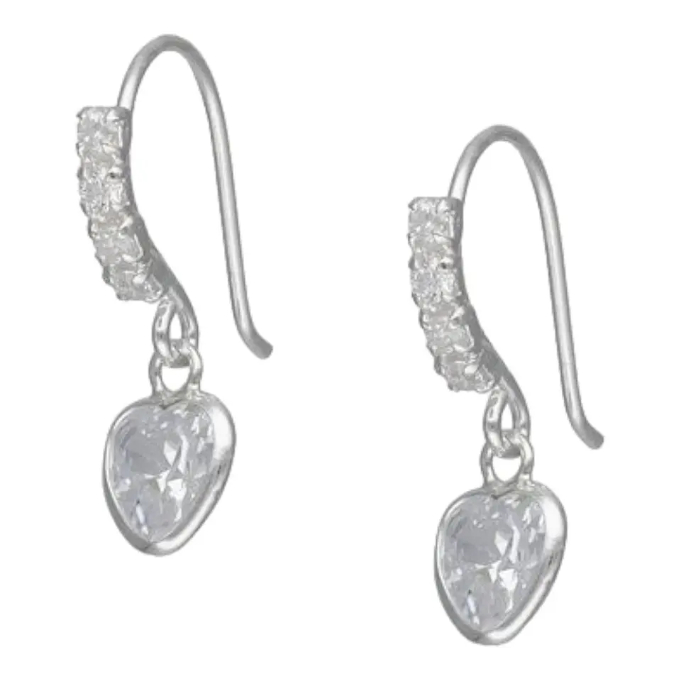 Aros colgantes corazon circones de plata 925 1