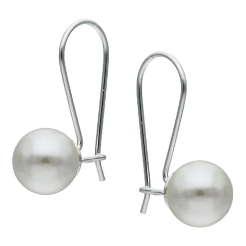 Aros largos de perla 8 mm de plata 925