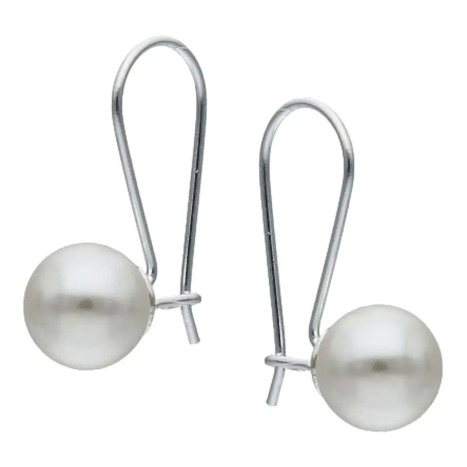 Aros largos de perla 8 mm de plata 925 1