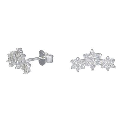 Aros 3 flores con circones de plata 925