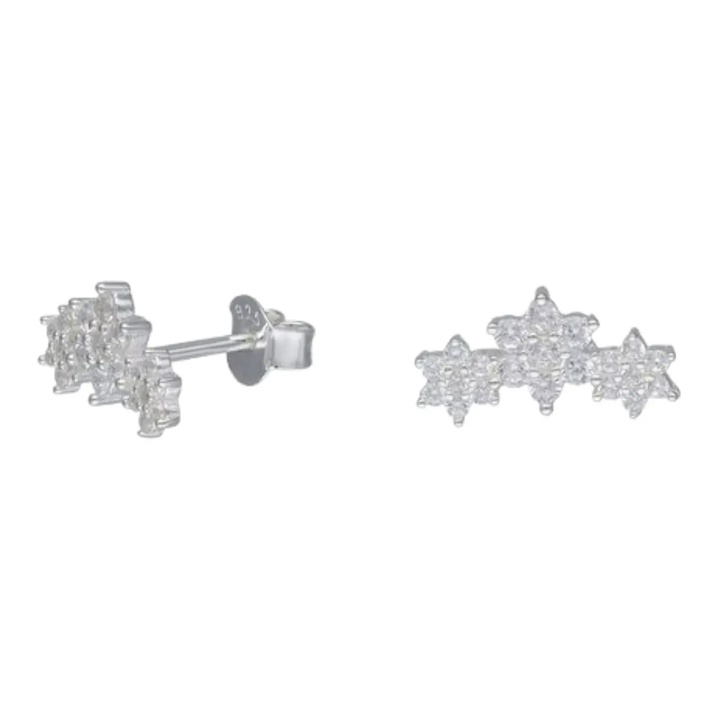 Aros 3 flores con circones de plata 925 1