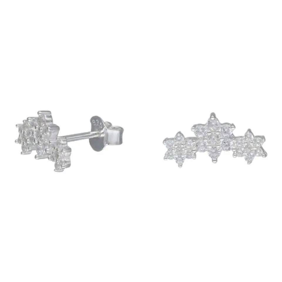 Aros 3 flores con circones de plata 925 1