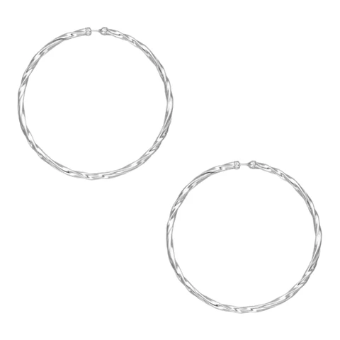 Argollas gruesas entorchadas de 54 mm de plata 925