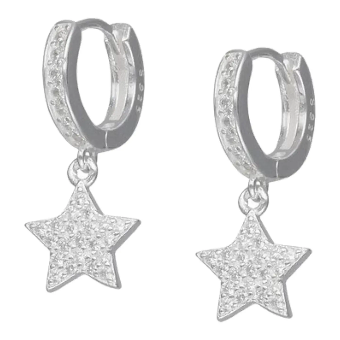 Argollas huggie estrella circones 12 mm de plata 925 1