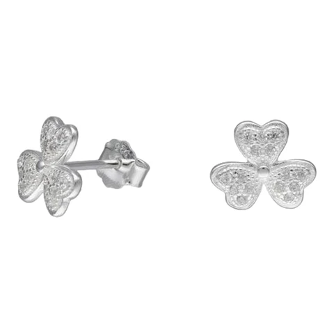 Aros trebol y circones 10 mm de plata 925