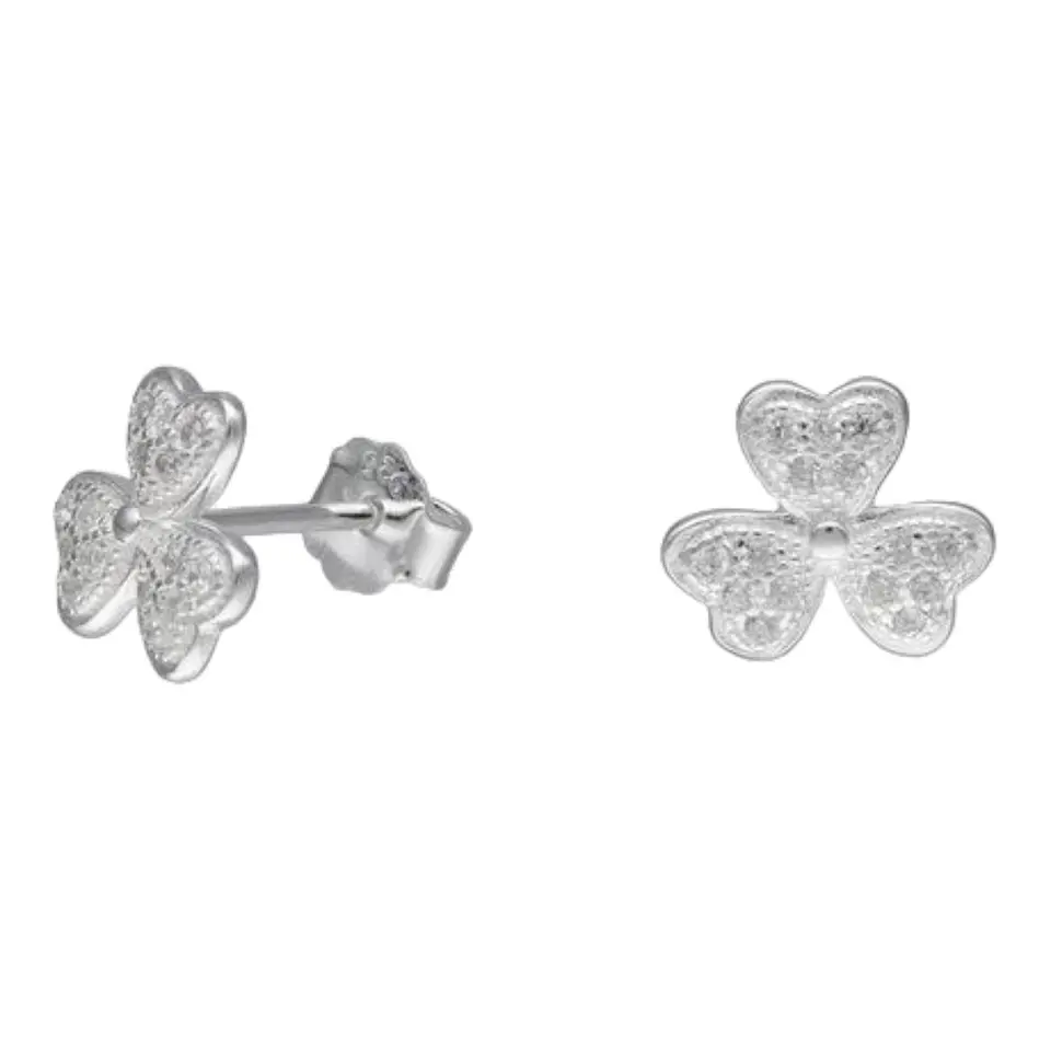 Aros trebol y circones 10 mm de plata 925 1