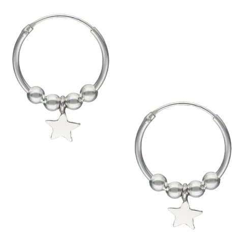 Argollas esferas estrella 16 mm de plata 925