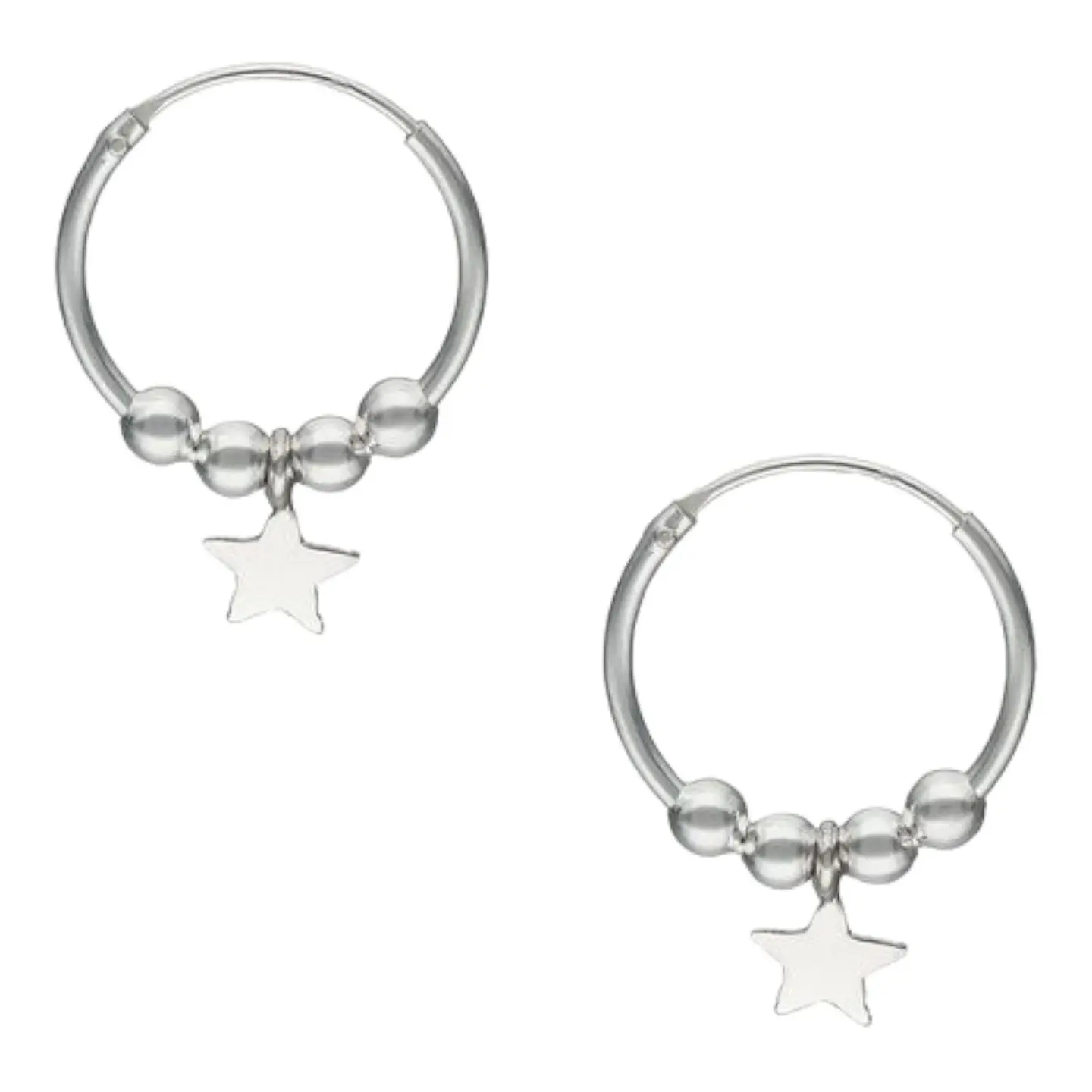 Argollas esferas estrella 16 mm de plata 925 1