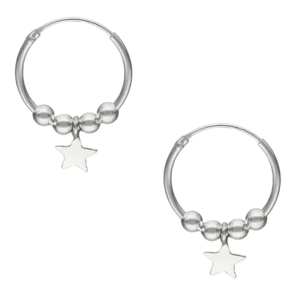 Argollas esferas estrella 16 mm de plata 925 1