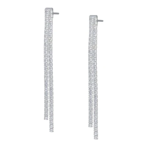 Aros largos circones tenis de plata 925