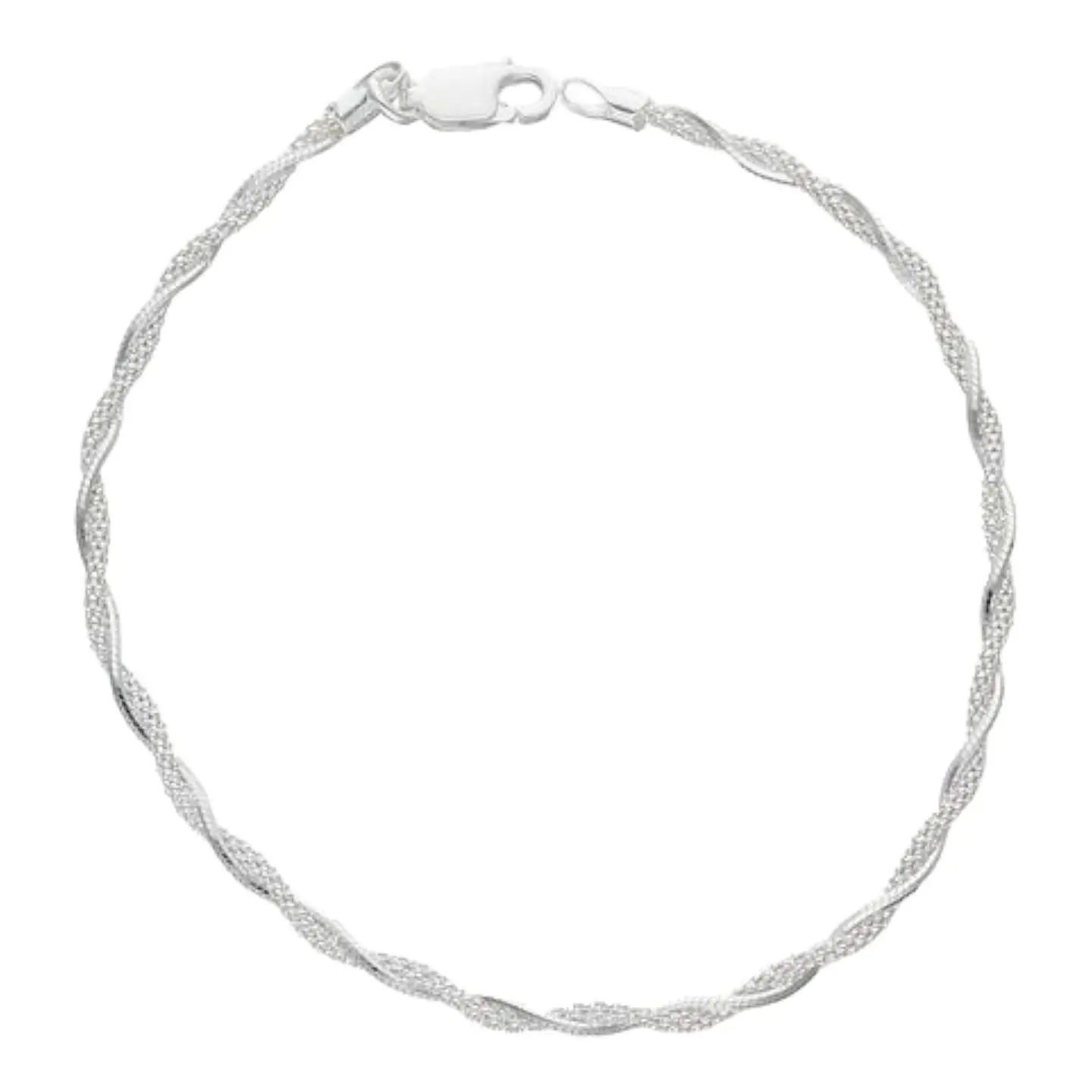Pulsera espuma cola de topo trenzada de 19 cm de plata 925 1