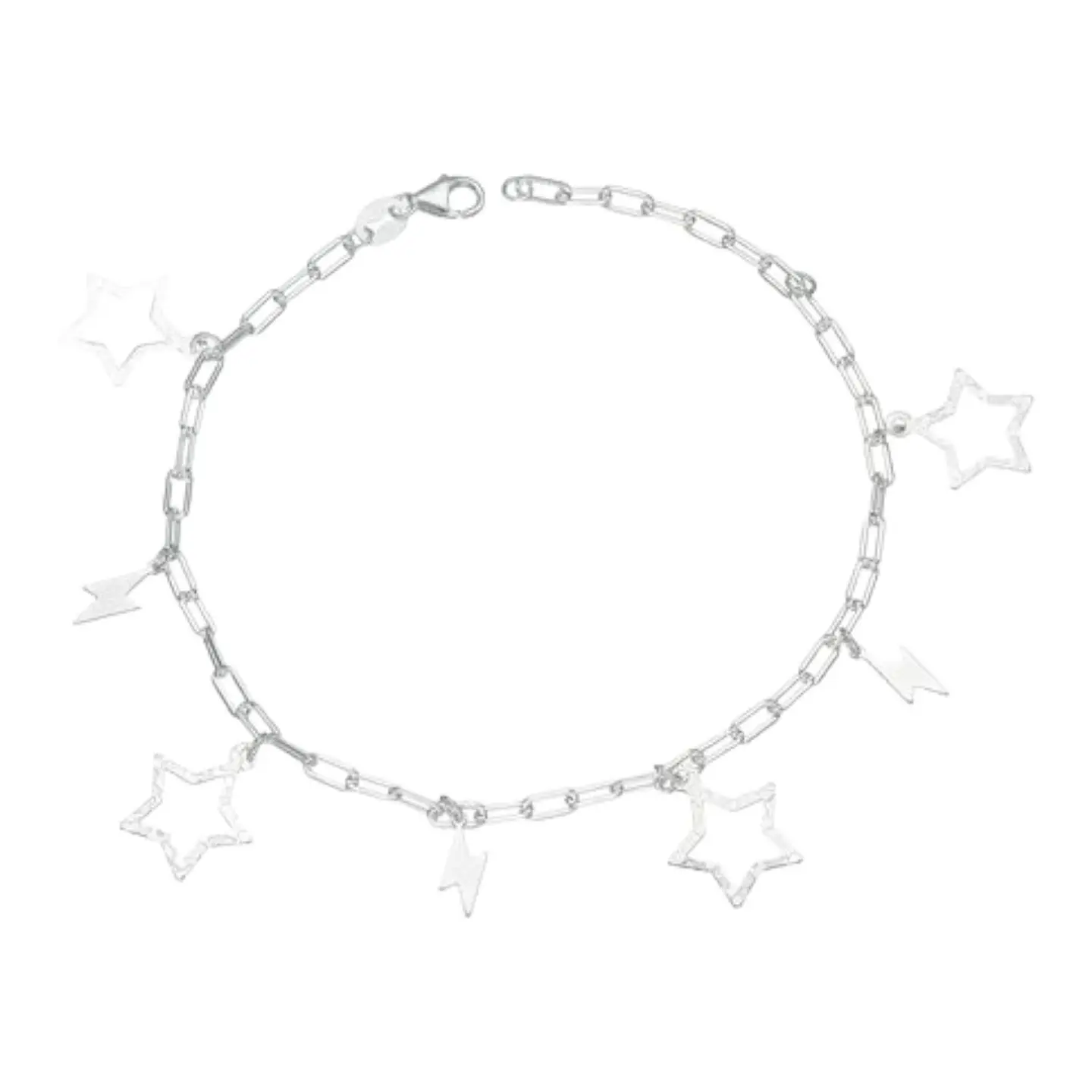 Pulsera tradicional rayos estrellas martilladas de 19 cm  de plata 925 1