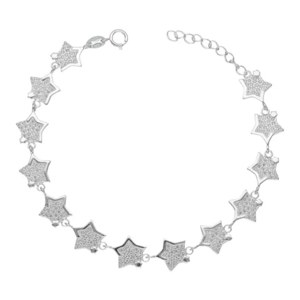 Pulsera estrellas circones 19 cm de plata 925 1