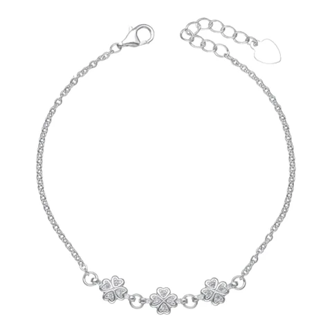 Pulsera trébol circones 20 cm de plata 925