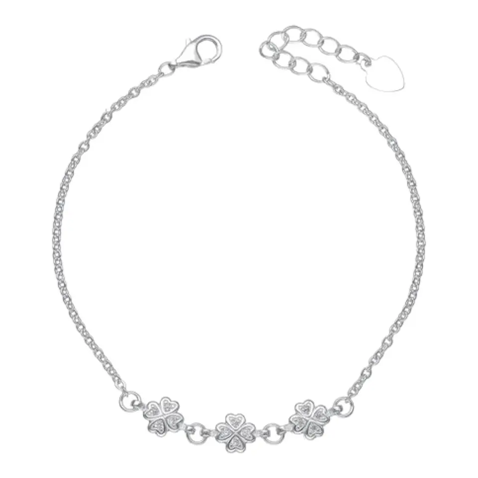 Pulsera trébol circones 20 cm de plata 925 1