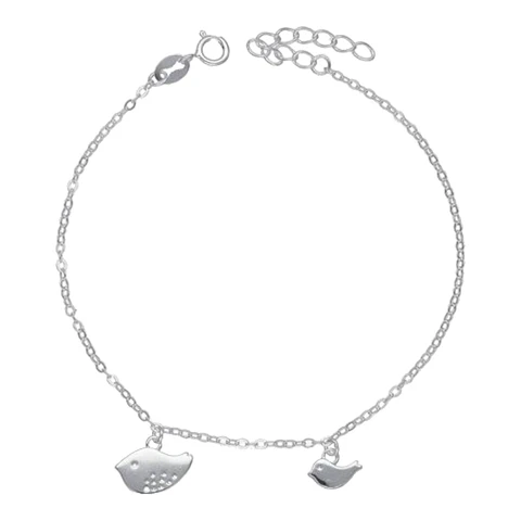 Pulsera mama hijo diseño pajarito 20 cm de plata 925
