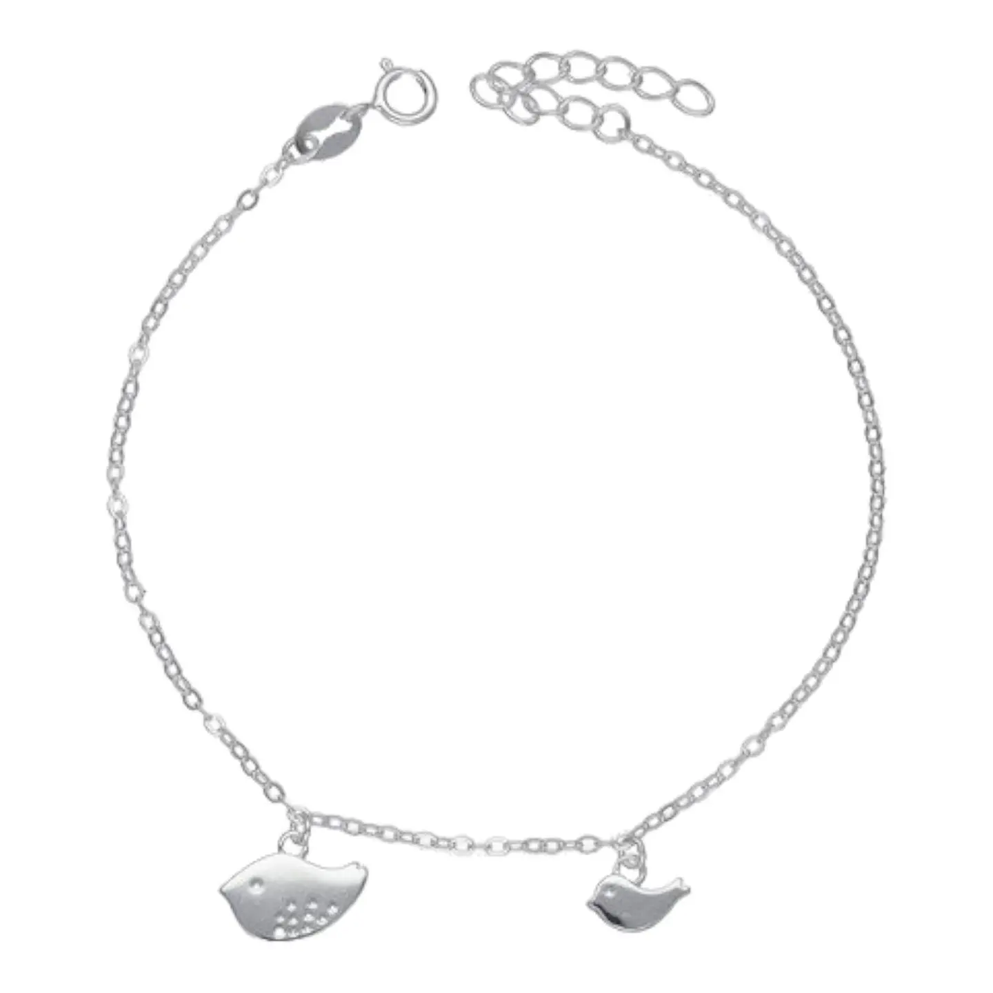 Pulsera mama hijo diseño pajarito 20 cm de plata 925 1